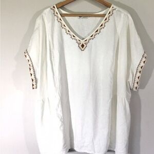 Boho Chic White Embroidered Blouse